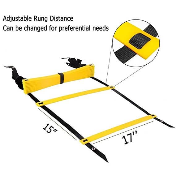 Ohuhu Agility Ladder Speed Agility Training Ladder with 4 Steel Stakes & Carrying Bag 12-Rung 